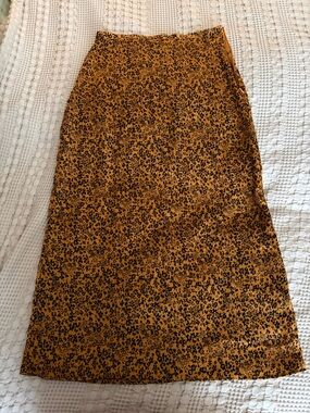 Forever 21 Golden Floral Midi Skirt - Women's